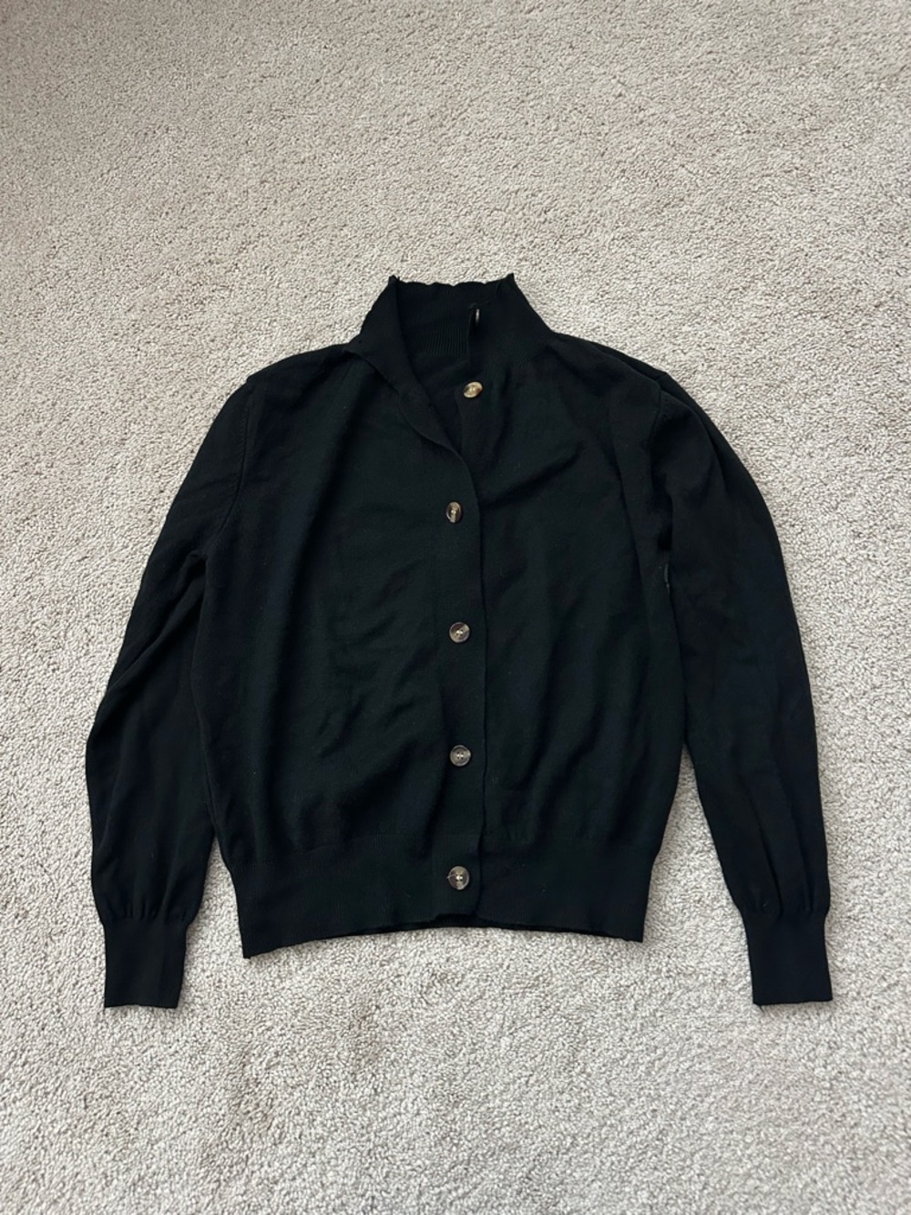 Black Button-Front Women's Sweater Cardigan